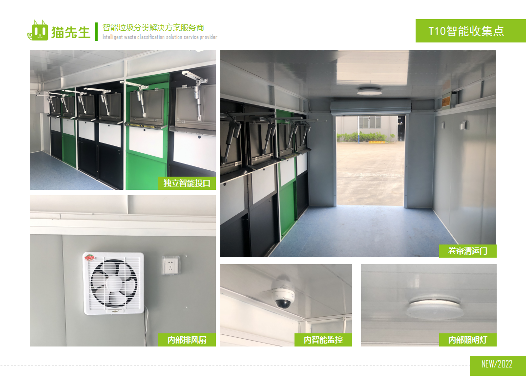 貓先生智能垃圾分類房，定時定點垃圾收集站 ，垃圾房內(nèi)部配置